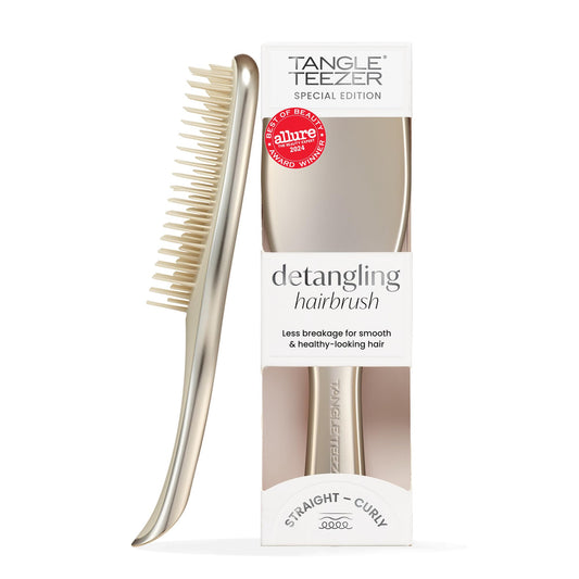 Tangle Teezer Ultimate Detangler Haarbürste – Nasses & Trockenes Haar – Entwirrungsbürste für Alle Haartypen – Zweistufige Borsten Reduzieren Haarbruch & Knoten – Champagner Gold mit Chrom-Finish