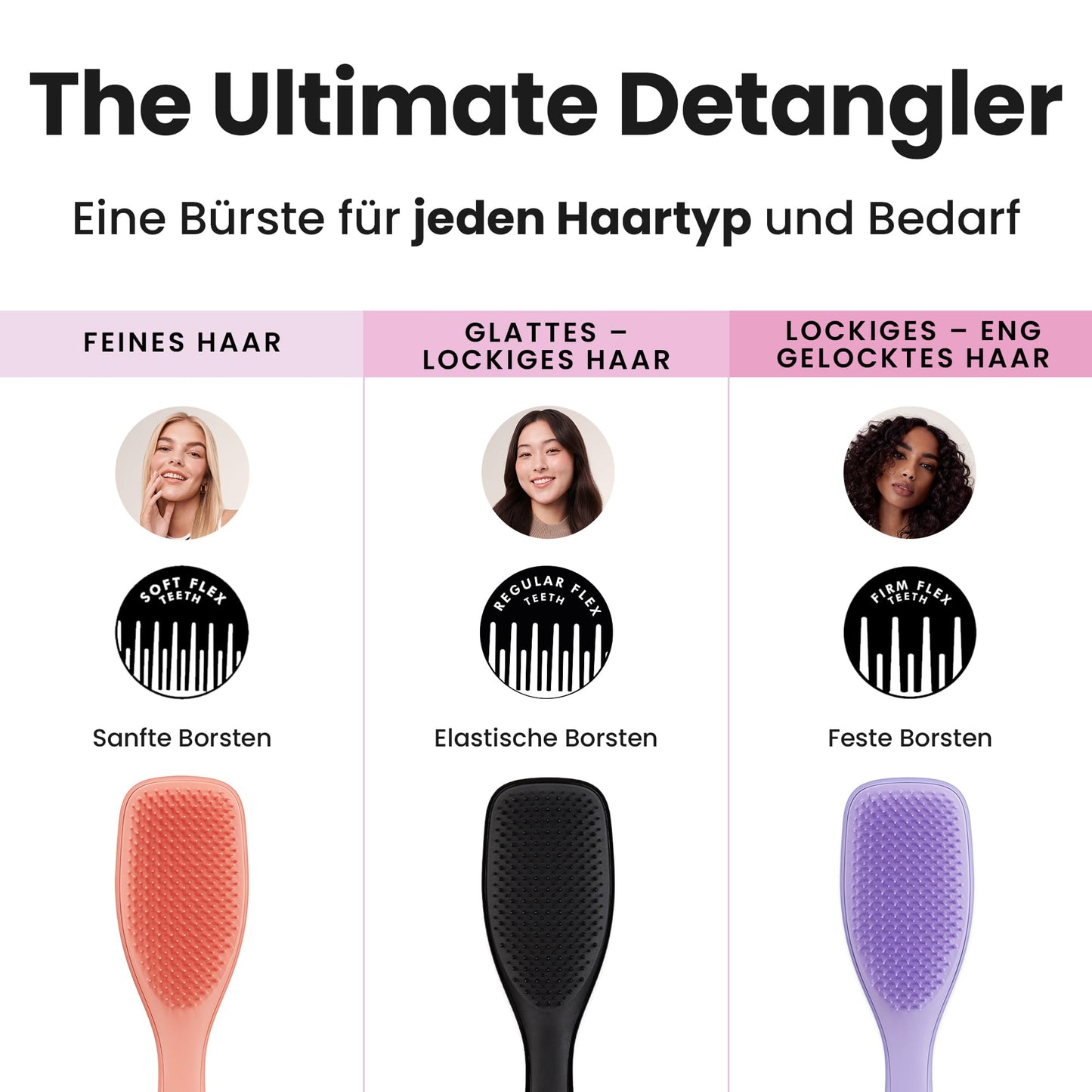 Tangle Teezer Ultimate Detangler Haarbürste – Für Nasses & Trockenes Haar – Entwirrungsbürste für Alle Haartypen – Zweistufige Borsten Reduzieren Haarbruch & Entfernen Knoten – Schwarz