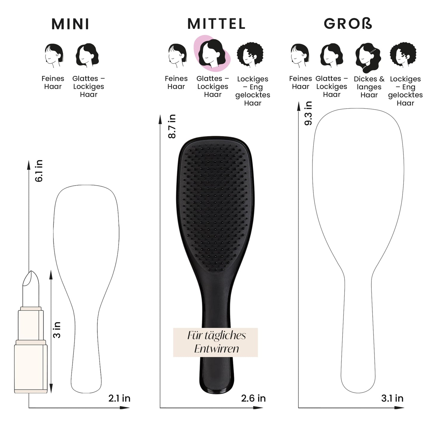 Tangle Teezer Ultimate Detangler Haarbürste – Für Nasses & Trockenes Haar – Entwirrungsbürste für Alle Haartypen – Zweistufige Borsten Reduzieren Haarbruch & Entfernen Knoten – Schwarz