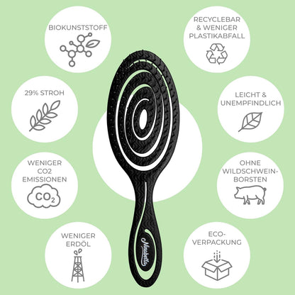 Ninabella Haarbürste ohne Ziepen - Bürste für Damen und Herren - Detangler Bürste auch für Locken & Lange Haare - Entwirrbürste Haarbürsten - Schwarz