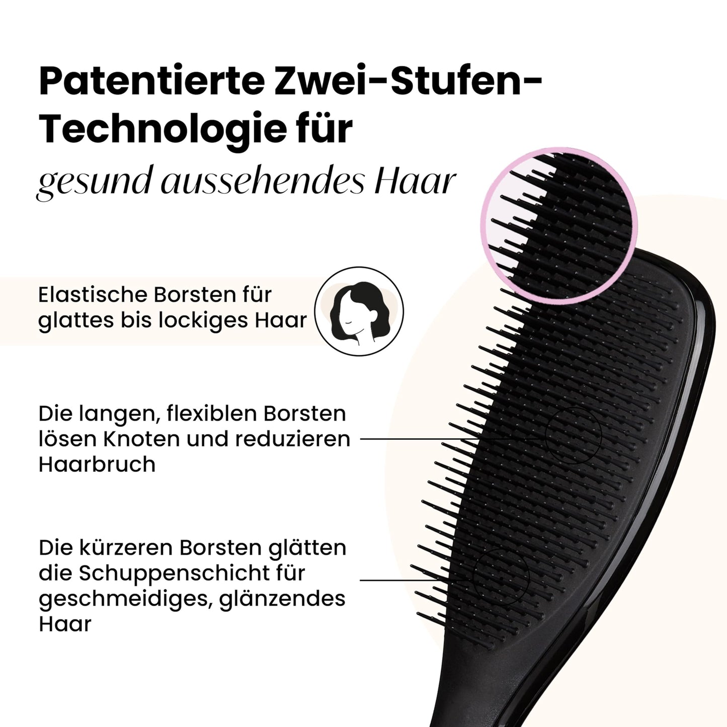Tangle Teezer Ultimate Detangler Haarbürste – Für Nasses & Trockenes Haar – Entwirrungsbürste für Alle Haartypen – Zweistufige Borsten Reduzieren Haarbruch & Entfernen Knoten – Schwarz